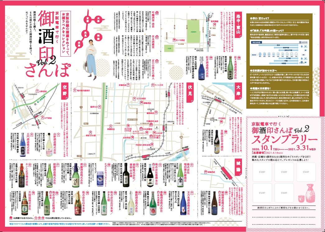 「京阪電車 御酒印さんぽVol.2」が2020年10月1日(木)からスタート